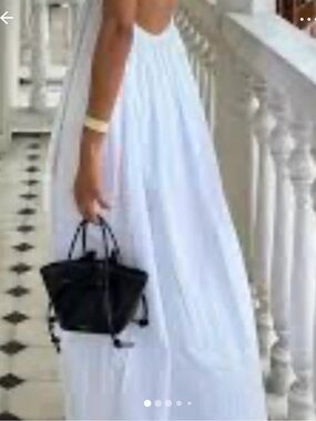 Commense White Backless Maxi Dress with Open Silhouette